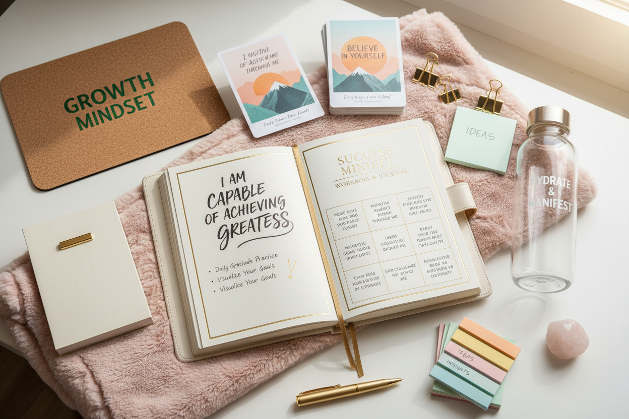 Success mindset workbook with inspiring affirmations