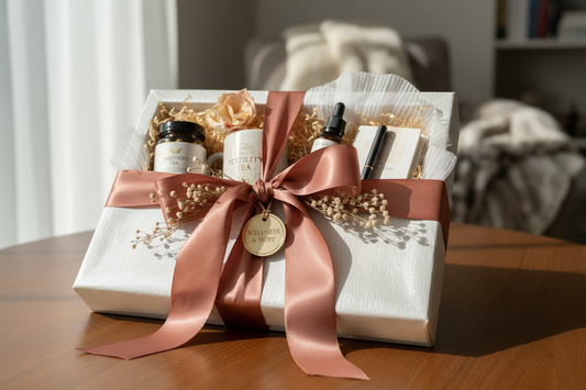 Wellness bundle gift-wrapped with elegant ribbon