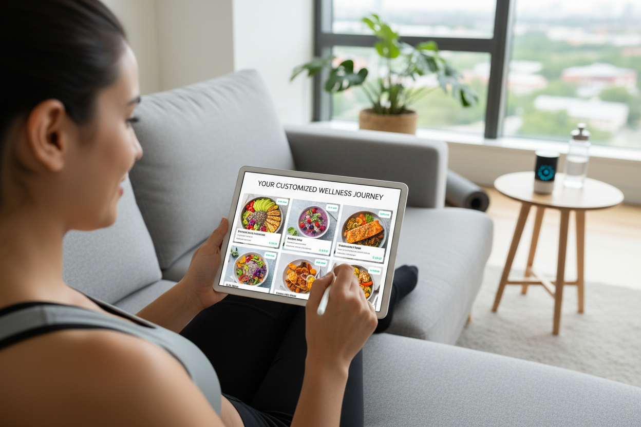 Person reviewing personalized nutrition plan on tablet