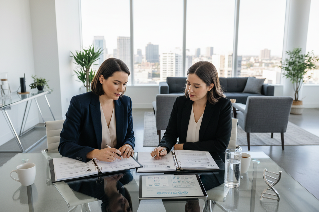 Concierge coordinator reviewing personalized fertility plan with client