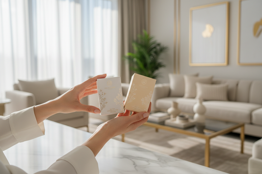 Person holding Fertility Wellness Starter Kit Pro in luxury home setting